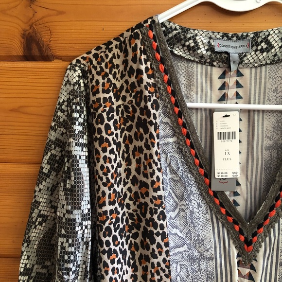 Anthropologie {*Conditions Apply} Luca Tasseled Tunic Snakeskin Leopard Top - Picture 5 of 9